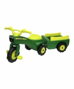 John Deere Ride On Pedal Trike Tractor & Pull Wagon Kids Children Toy Tricycle