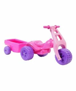 Avoca ATV Push Kick Trike w/ Trailer Junior/Toddler/Kids 1-3y Ride-On Toy Pink