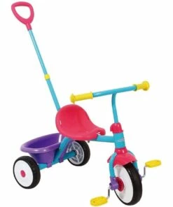 Trike Star Pedal Tricycle Kids Ride On w/Push Parent Handle/Toy Bucket Pink 15m