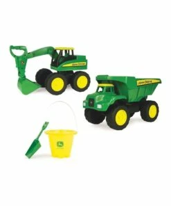 John Deere 38cm Big Scoop Farm Dump Truck & Excavator Vehicle/Sand Toys Set 3+